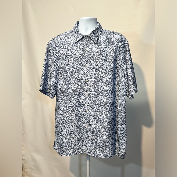 REUNION Men’s‎ cadet blue droplets design short sleeve shirt size L. - Picture 5 of 12